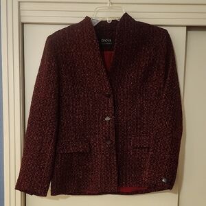 Dana Buchman Red and black Tweed Jacket